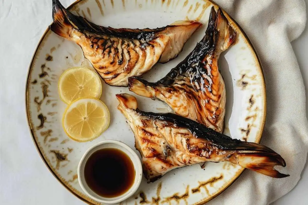 Broiled salmon kama with soy sauce