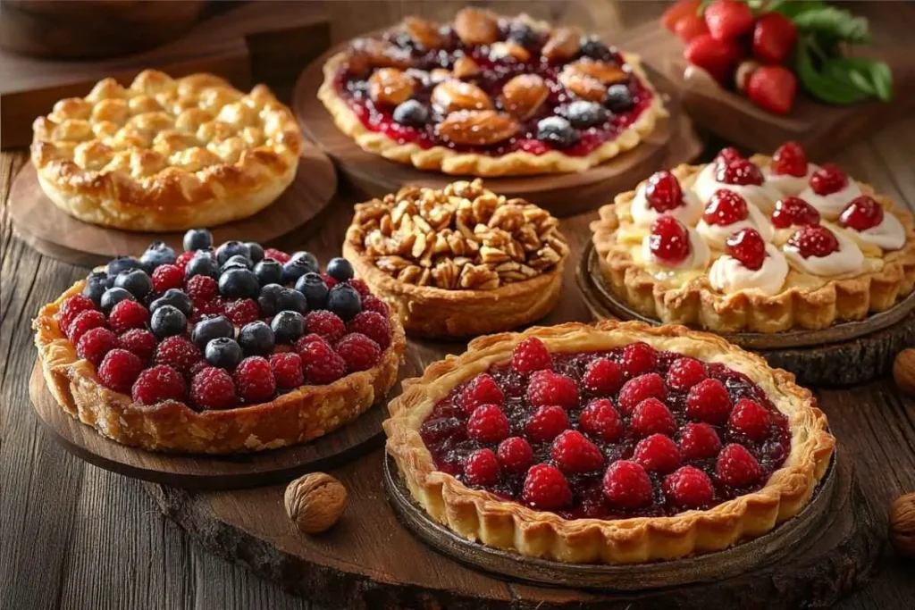 Assorted tarts showcasing the four types of tarts