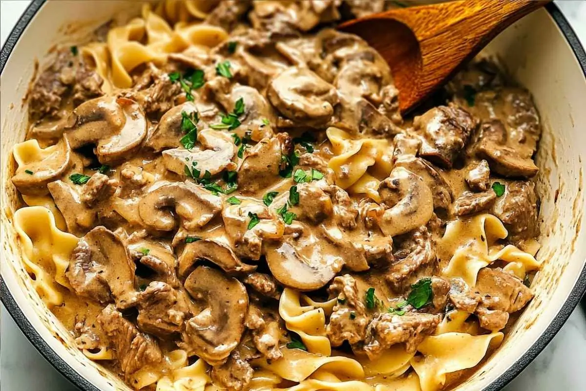 Creamy Beef Stroganoff with Egg Noodles