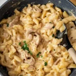 Creamy Tuna Helper pasta in a pan