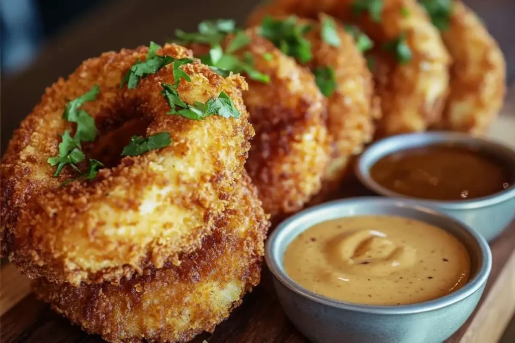 What are chicken rings? Served with dipping sauces