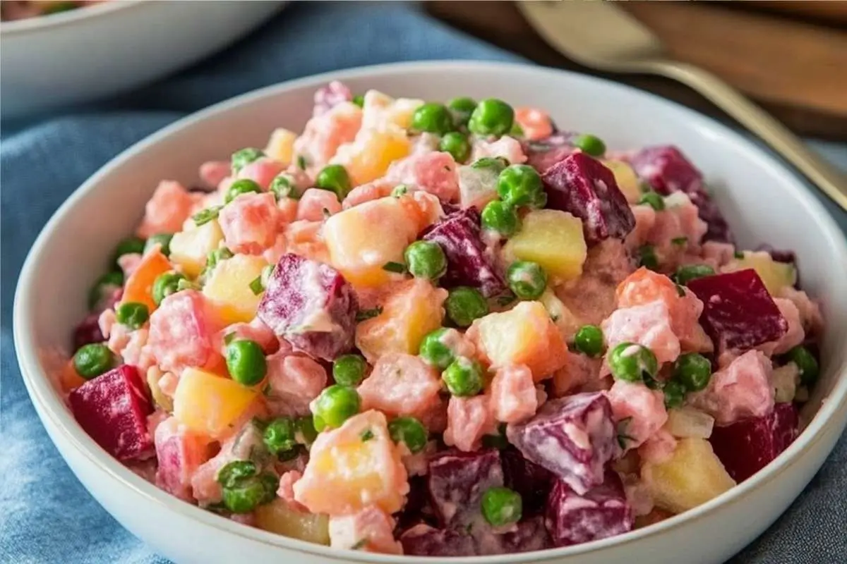 Dominican potato salad in a bowl
