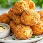Golden brown sweet potato puffs served