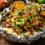 Papas Locas topped with guacamole and salsa